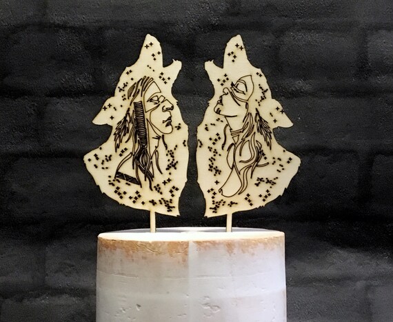 Wolf Wedding Cake Topper Wooden Wolf Cake Topper Native Etsy