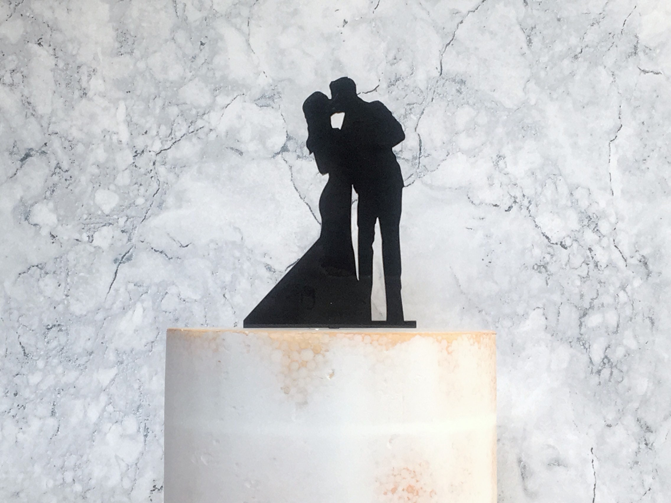 Bride and Groom Silhouette Wedding Cake Topper - Etsy