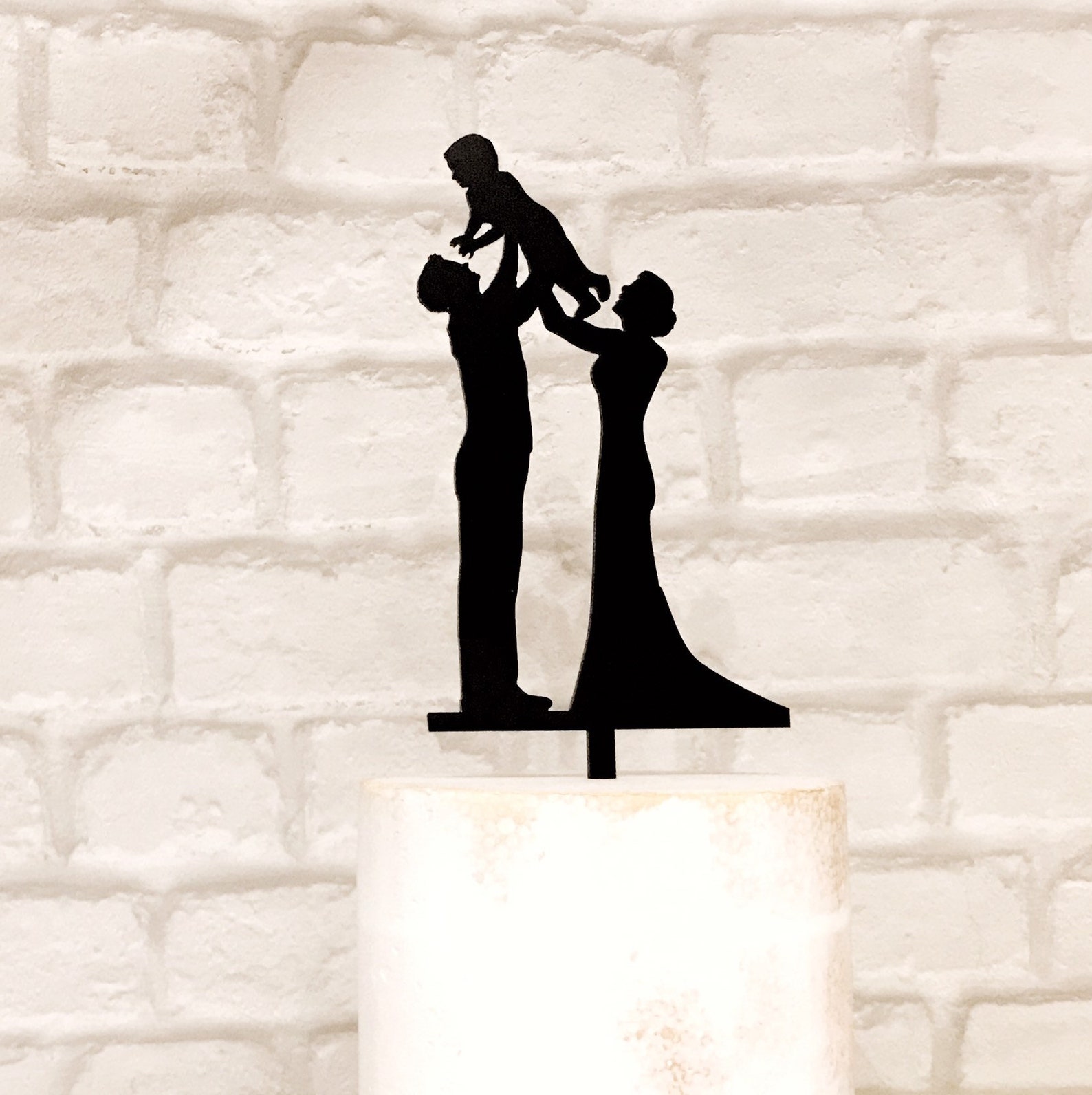 Bride Groom and Toddler Family Wedding Cake Topper - Etsy