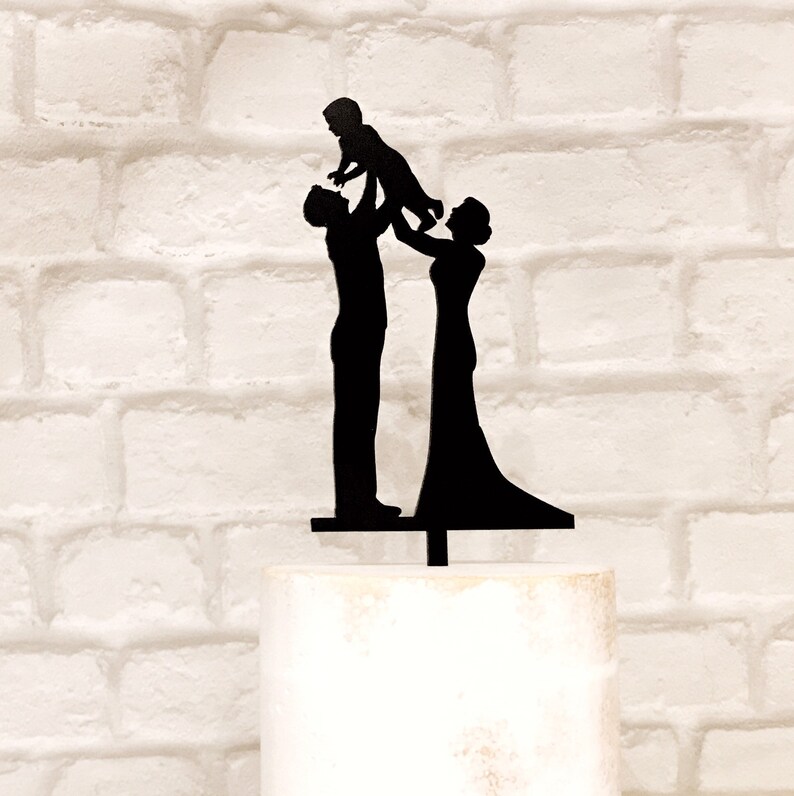 Bride Groom and Toddler Family Wedding Cake Topper - Etsy