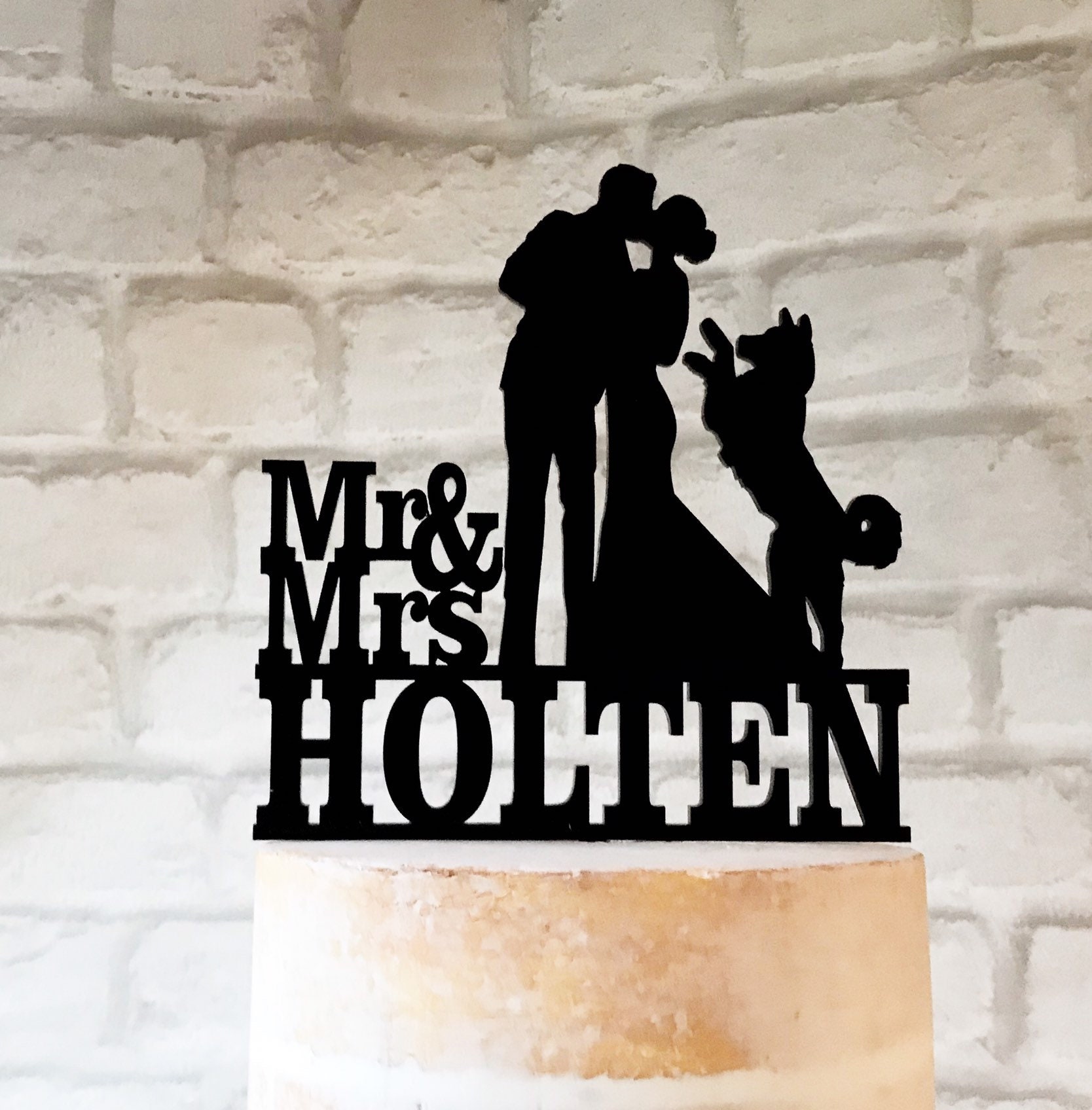 husky wedding cake topper