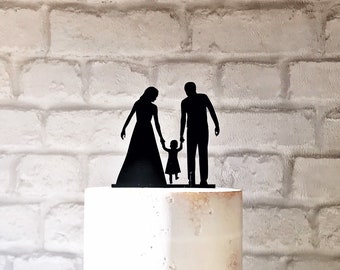 Bride Groom and Toddler Family Wedding Cake Topper - Etsy