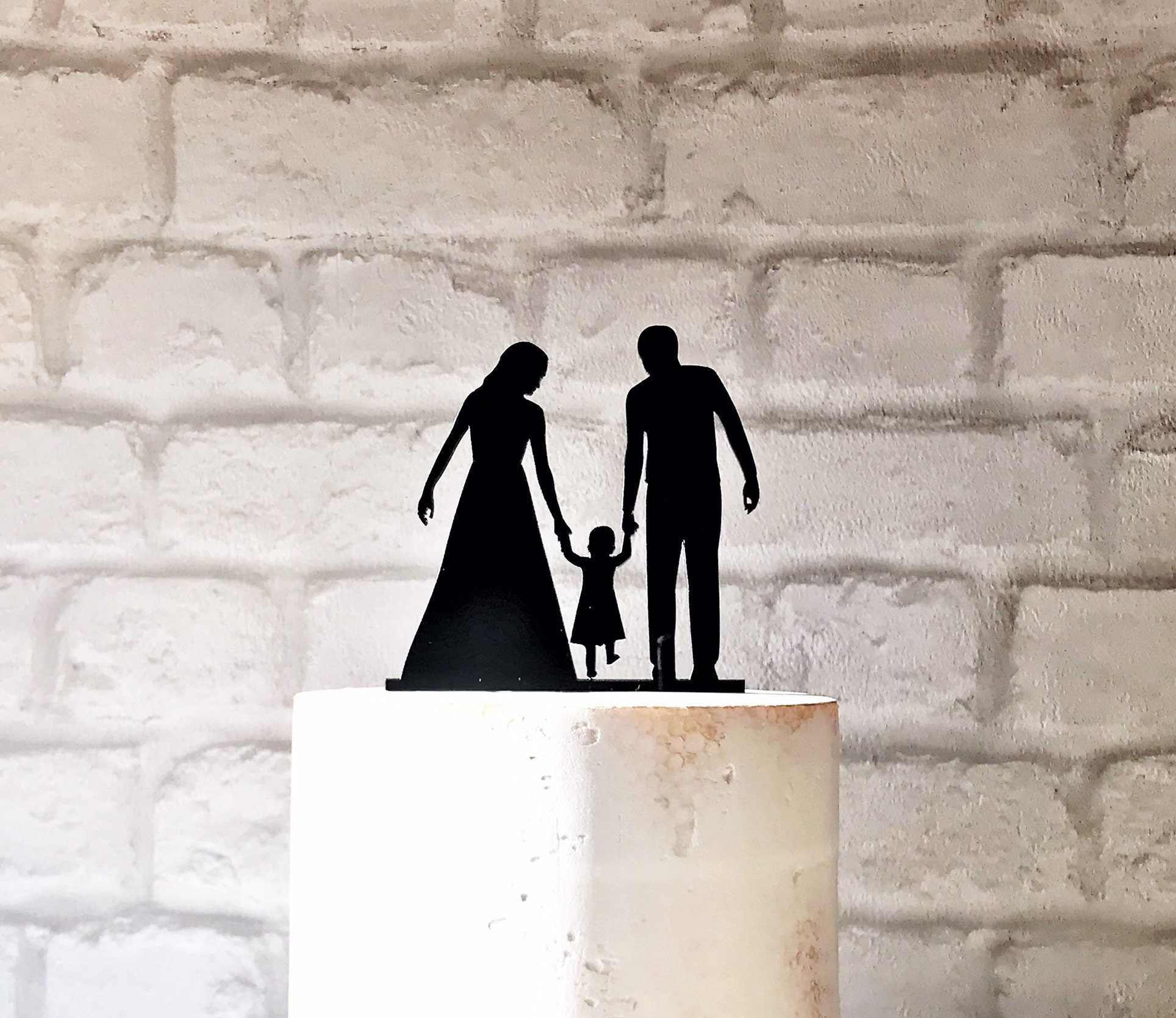 Bride Groom and Little Girl Toddler Family Silhouette Wedding Cake ...