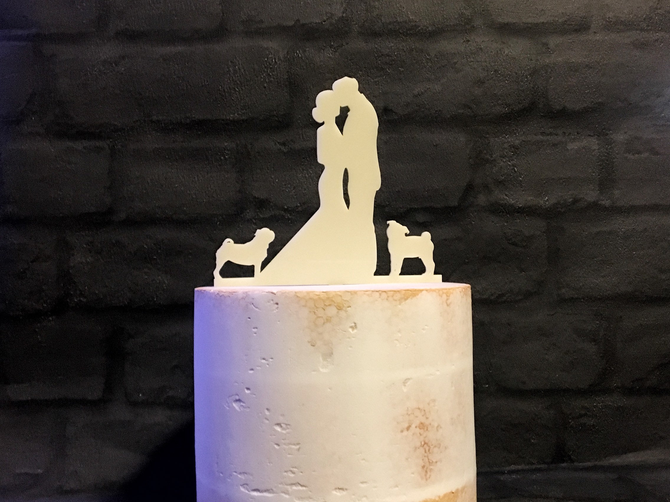 Acrylic Silhouette Wedding Cake Topper With Kissing Bride and Groom and ...