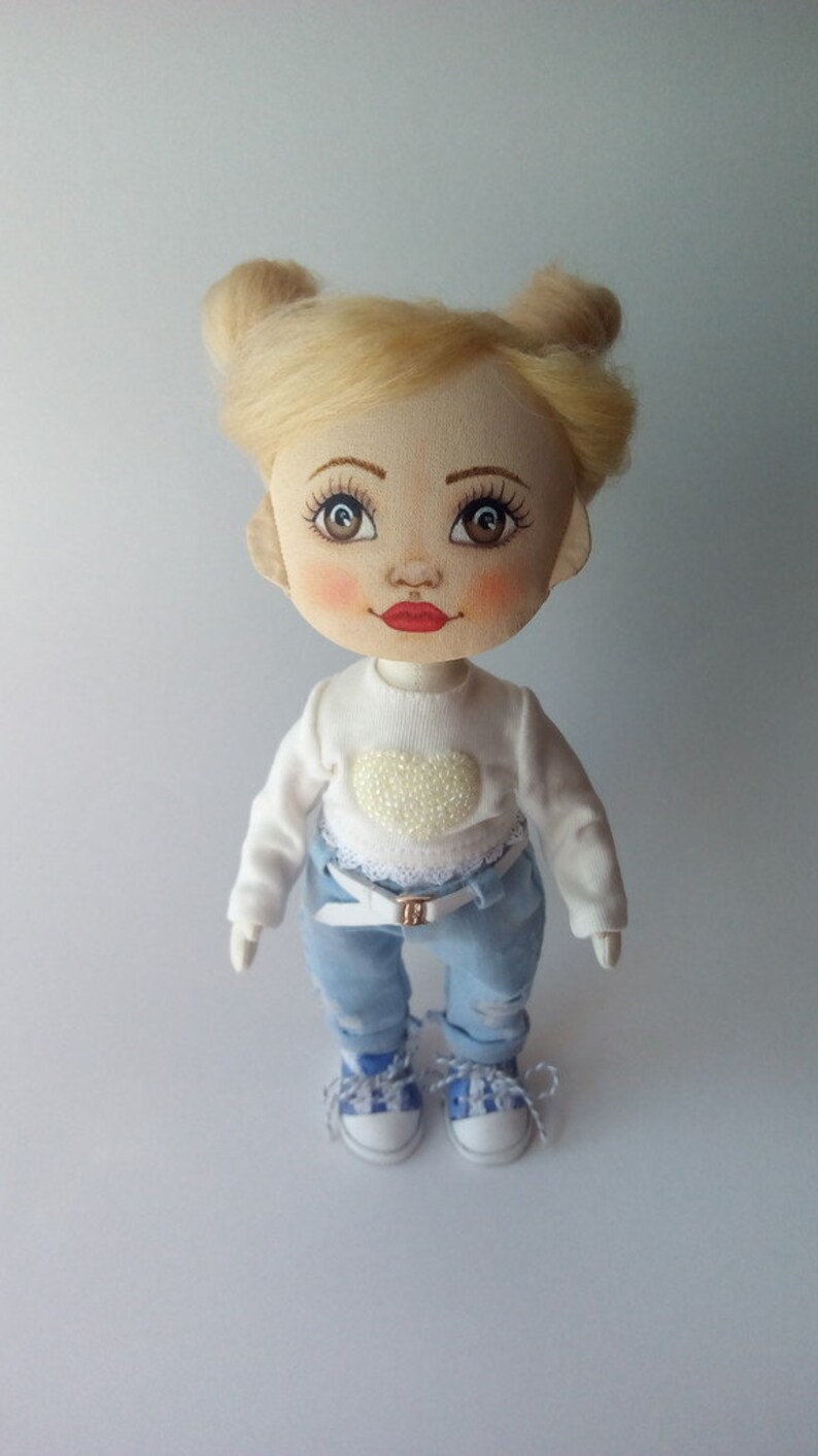 Soft Cloth Rag Doll Hand made Keepsake doll Raggedy doll Interior decor OOAK doll Fabric unique Exclusive beautiful doll Soft toy gift girl