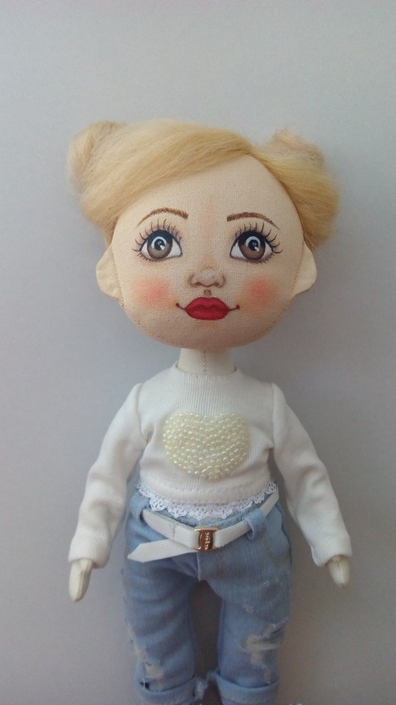 Soft Cloth Rag Doll Hand made Keepsake doll Raggedy doll Interior decor OOAK doll Fabric unique Exclusive beautiful doll Soft toy gift girl