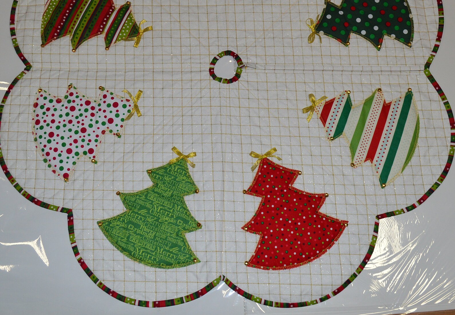 Unique Christmas Tree Skirt Elegant Golden White Christmas Etsy
