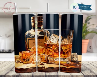 Whiskey Tumbler Sublimation 20 oz Skinny Tumbler Sublimation Design Digital Download PNG Instant DIGITAL ONLY, Whiskey Tumbler