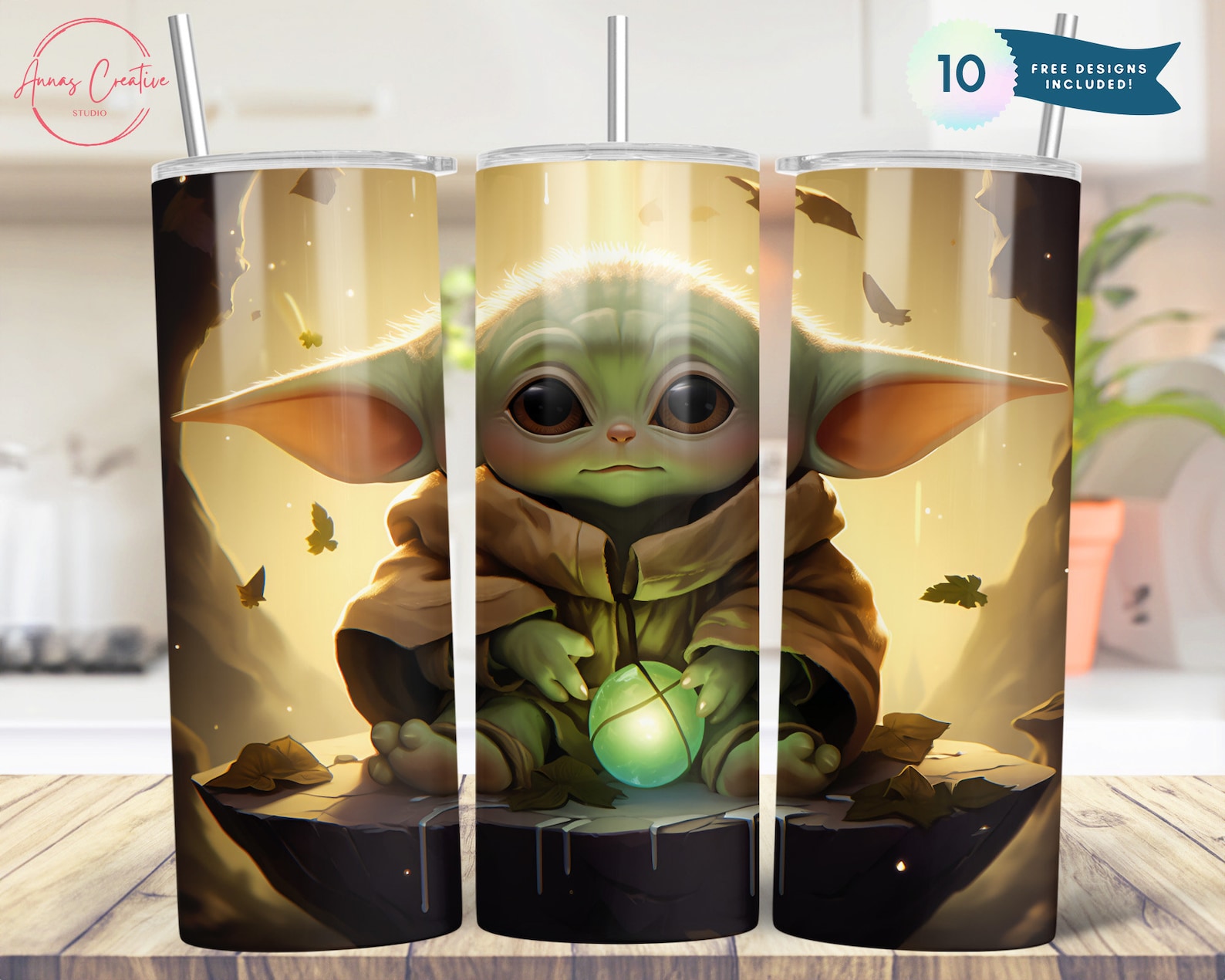 Baby Yoda Tumbler Cup 20oz Straight Skinny Wrap Sublimation Design Baby