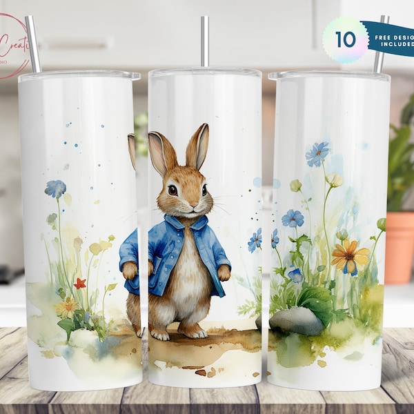 Peter Rabbit 20 oz Skinny Tumbler Sublimation Design Digital Download PNG Instant DIGITAL ONLY, Cute Tumbler