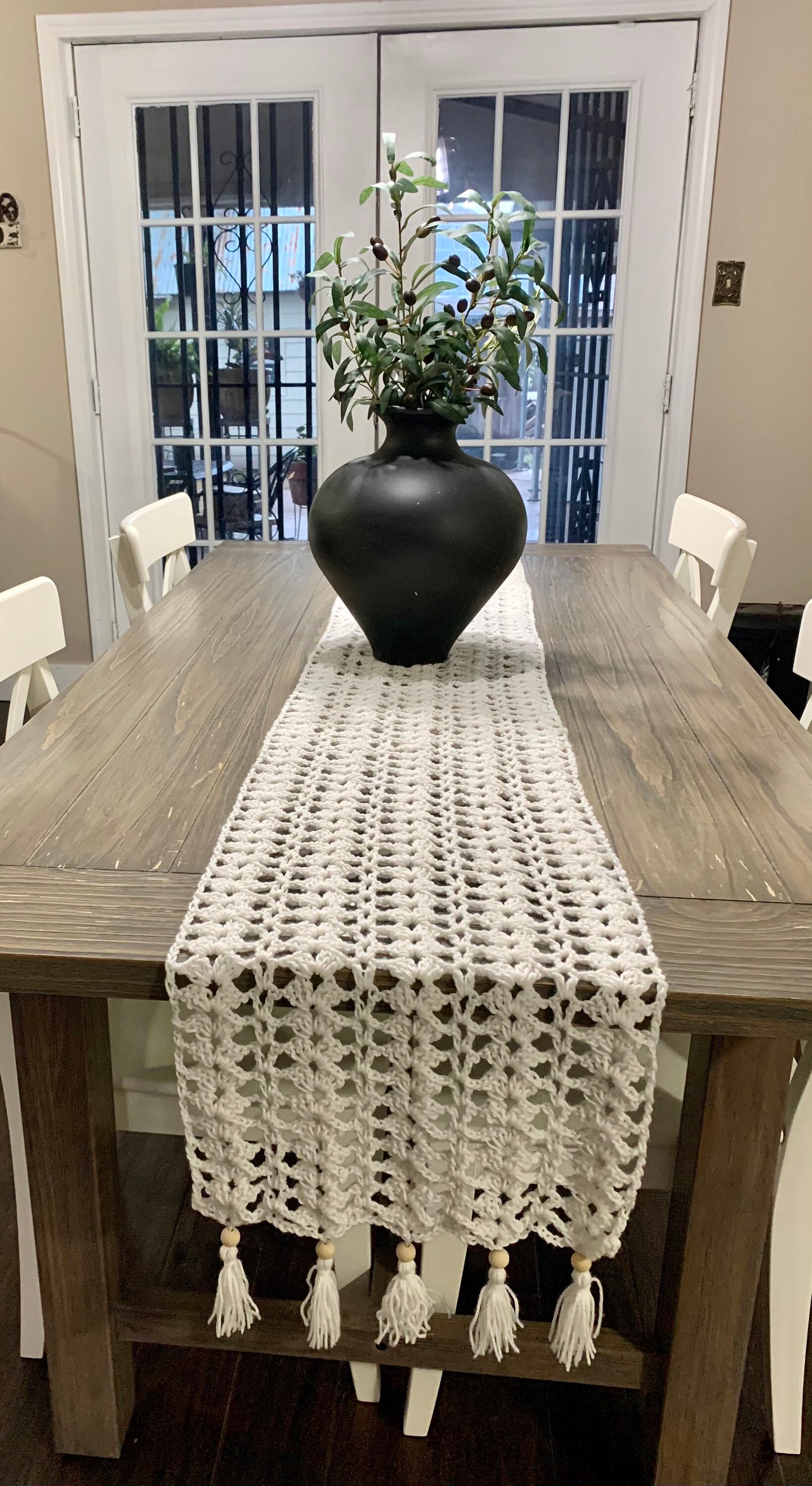 Knitted table runner with beads Etsy