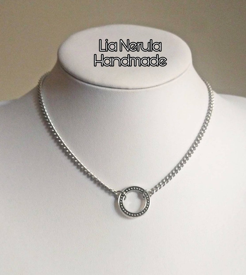 BDSM discreet collar gift for submissive Silver plated necklace ring of O pendant BDSM O ring choker O ring necklace day collar