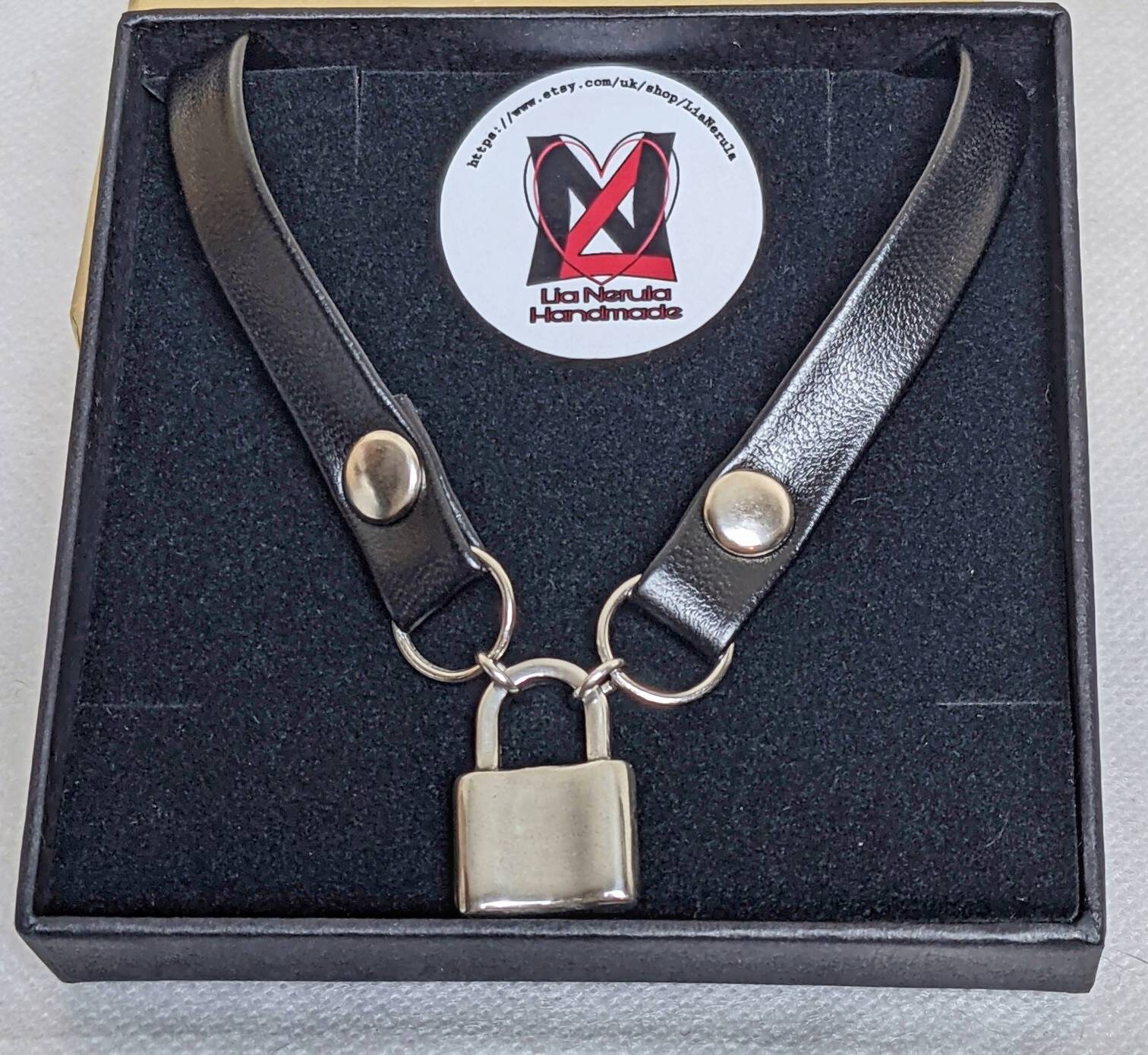 Black padlock choker collar Black soft PU leather with Etsy