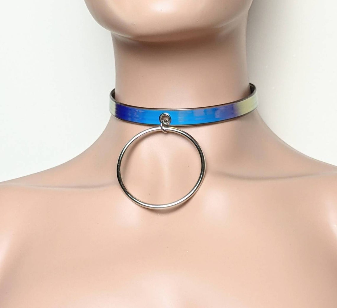 Holographic blue collar O ring BDSM consideration collar Etsy