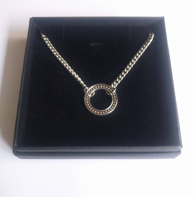 BDSM discreet collar gift for submissive Silver plated necklace ring of O pendant BDSM O ring choker O ring necklace day collar