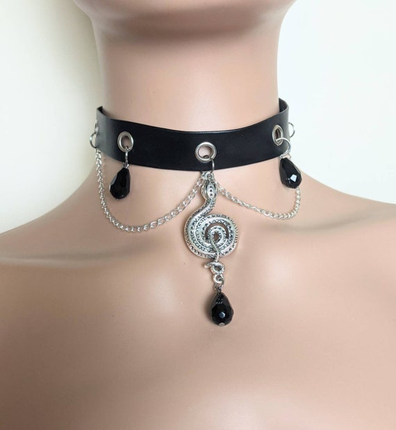 Goth Thin Black Velvet Choker Necklace Silver Tiny Star Charms Adjustable