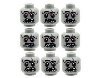 Pack of 9 Custom Designed Minifigure Zombie Heads Printed On LEGO Parts