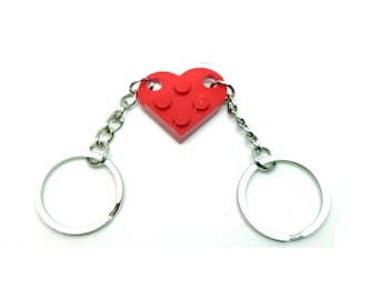 Herz Schlüsselanhänger rot aus LEGO Steinen - Valentinstag, Geburtstag Liebe