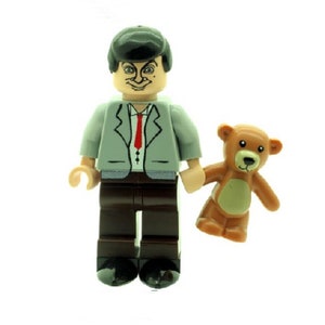 Custom Designed Minifigure - Mr Bean With Teddy Printed On LEGO Parts