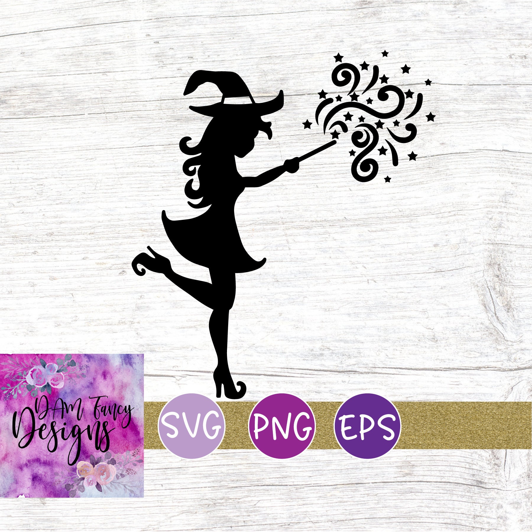 This cute witch with a wand SVG will be the perfect addition to to all your...