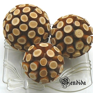 Large Decorative Balls for Bowls, Vase Fillers Orbs, Brown Wooden Spheres, Table top Centerpiece, Farmhouse Tiered Tray, Natural Home Decor.