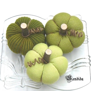 Green Sweater Halloween Pumpkins Set, Fall Bowls or Vase Fillers, Autumn Tiered Tray, Decorative Table Centerpiece, Thanksgiving Home Decor.