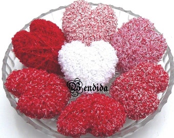 Red Yarn Wrapped Hearts, Rustic Valentine's Day Decor, Bowl or Vase Fillers, Farmhouse Tiered Tray, DIY Garland, Wedding Table Centerpiece.
