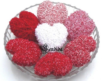 Red Yarn Wrapped Heart, Primitive Valentines Day Decor, Bowl or Vase Fillers, Farmhouse Tiered Tray, DIY Garland, Wedding Table Centerpiece.