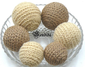 Bolas decorativas de hilo y lana para cuencos, orbes para rellenar jarrones, esferas envueltas en cuerda de yute, centro de mesa de estilo bohemio, decoración primitiva del hogar.