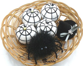 Halloween Bowl Fillers Mix, Spider Web Balls Hairy Black Spider Mini Witch Hat Decorative Orbs Spheres, Table Centerpiece, Spooky Home Decor