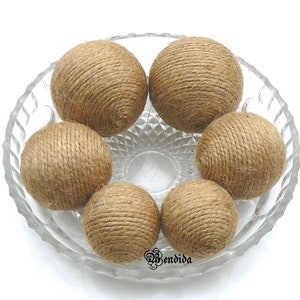 Jute Rope Decorative Balls for Bowls, Vase Fillers Primitive Orbs, Twine Wrapped Spheres, Farmhouse Table Centerpiece, Rustic Holiday Decor. image 1