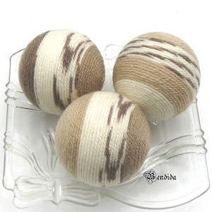 Bolas decorativas beige y blancas para cuencos, rellenos de jarrones, esferas envueltas en hilo jaspeado, centro de mesa para mesa de centro, decoración minimalista para el hogar