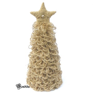 12" Twine Mini Christmas Tree, Winter Table top Centerpiece, Rustic Shelf or Mantel Sitter, Boho Style Decoration, Primitive Home Decor.
