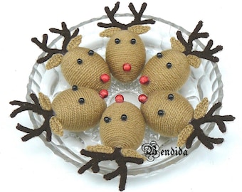 Christmas Reindeer Ornament, Decorative Bowls Fillers, Yarn Wrapped Deer Head, Wreath Attachments, Table Centerpiece, Holiday Home Decor.