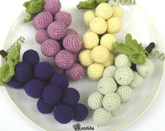 Crochet Grapes Bunch, Fruit Ornament Decoration, Fake Food Accessories, Dough Bowl Fillers, Kitchen Table Centerpiece, Farmhouse Home Decor.