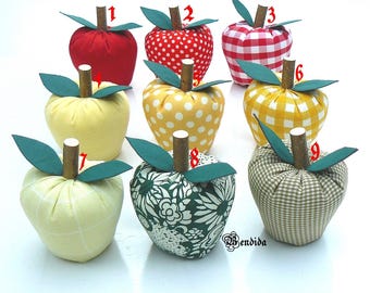 Fabric Apple Decoration, Farmhouse Bowl Fillers, Fake Fruit Food Props, Mantel Shelf Sitter, Fall Table Centerpiece, Autumn Kitchen Decor.