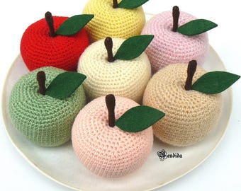 Crochet Apple Amigurumi, Fruit Decoration, Fake Food Props, Farmhouse Bowl Fillers, Kitchen Table Centerpiece, Teacher Appreciation Gifts.