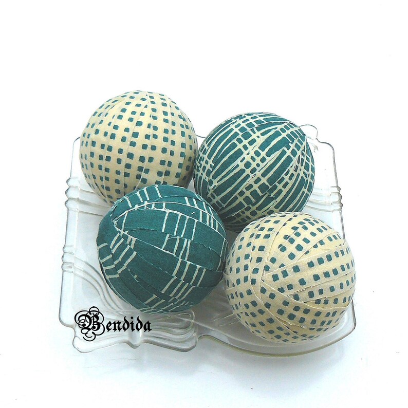 Teal Green Fabric Rag Balls Decorative Orbs for Bowl Vase Etsy