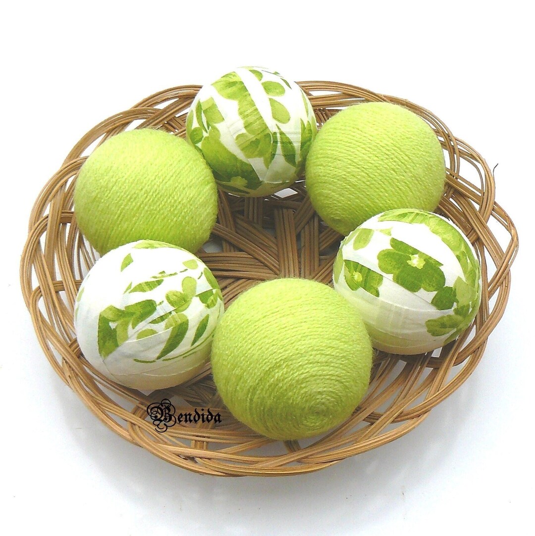 Green and White Decorative Balls for Bowls, Vase Fillers Orbs, Yarn and ...