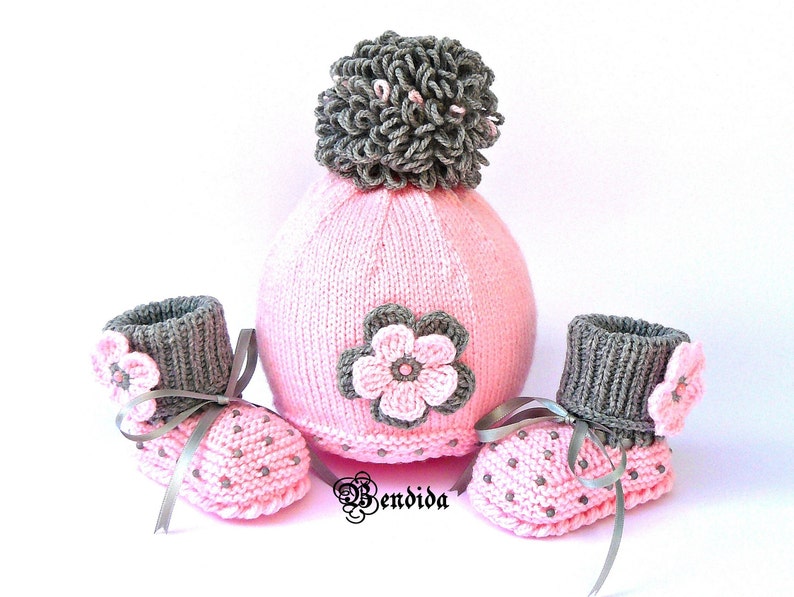 Crochet Baby Girl Clothes Baby Girl Coming Home Outfit Pink Baby Set Baby Girl Outfit Winter Newborn Clothes Baby Girl Hat and Booties