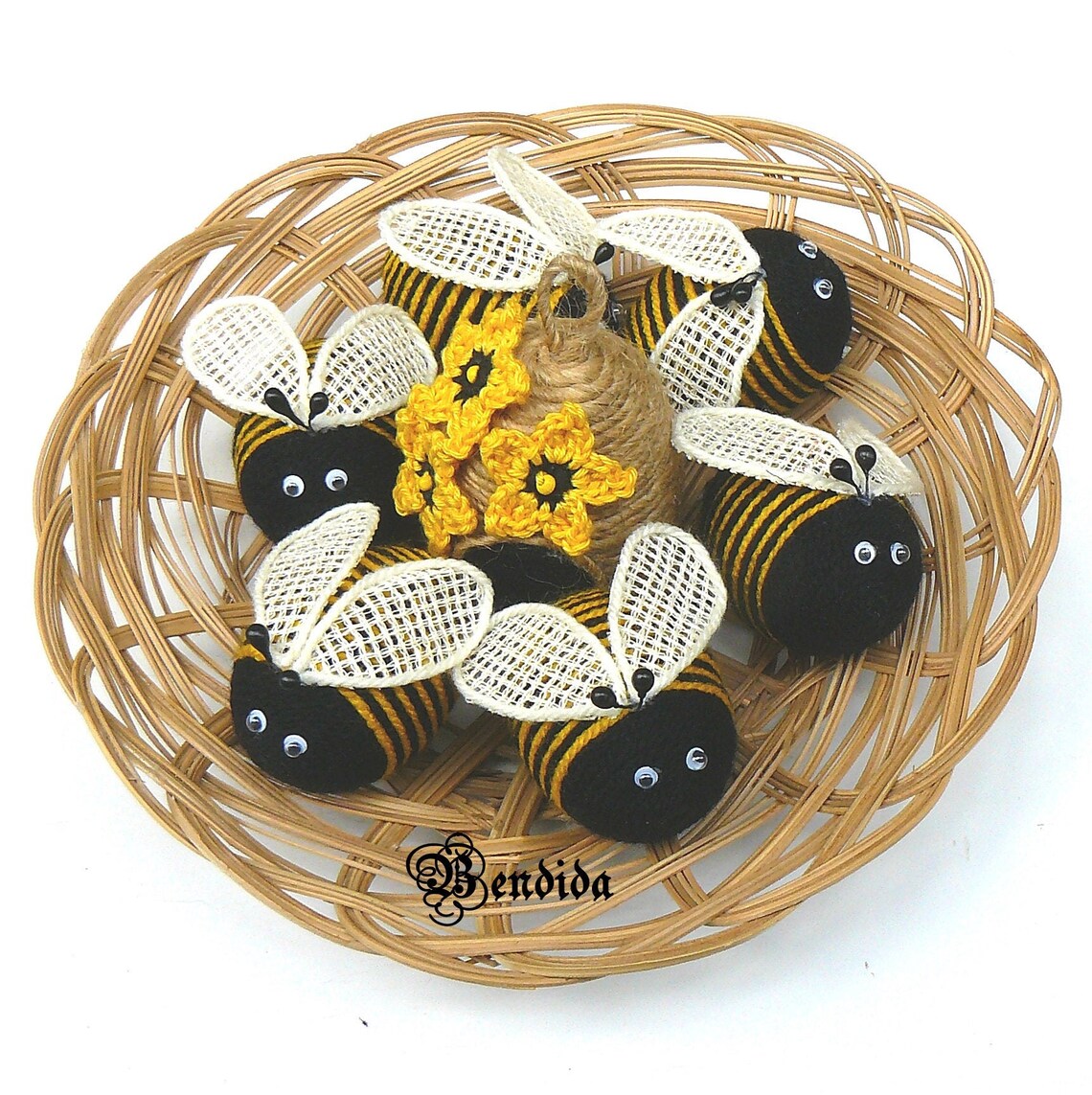 Honey Bee and Jute Hive Twine Bee Skep Farmhouse Tiered Etsy