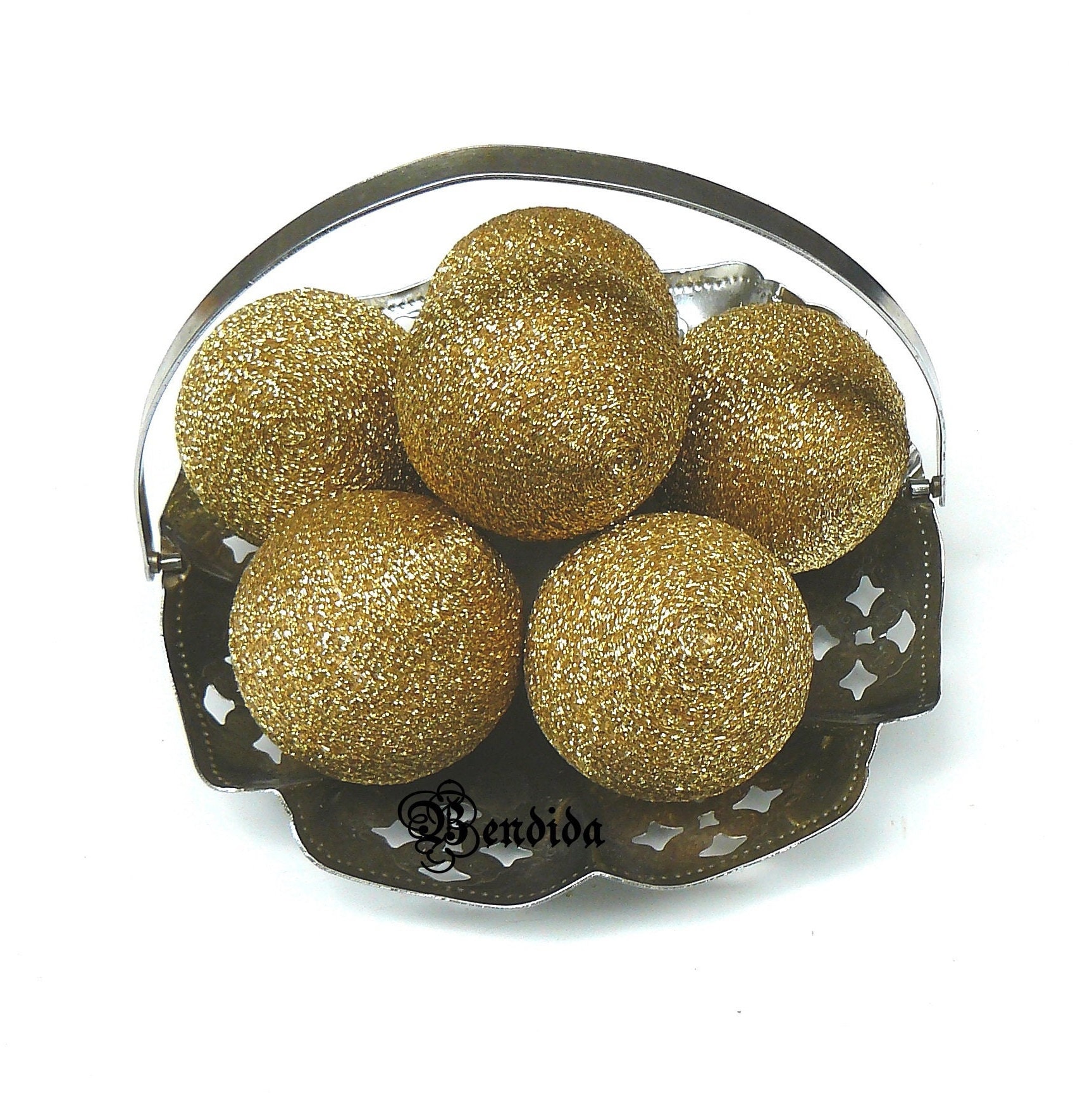 Gold Decorative Balls for Bowls, Vase Fillers Glitter Orbs, Sparkle