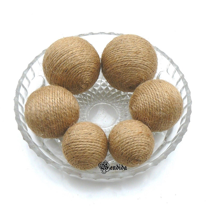 Jute Rope Decorative Balls for Bowls, Vase Fillers Primitive Orbs, Twine Wrapped Spheres, Farmhouse Table Centerpiece, Rustic Holiday Decor. image 1