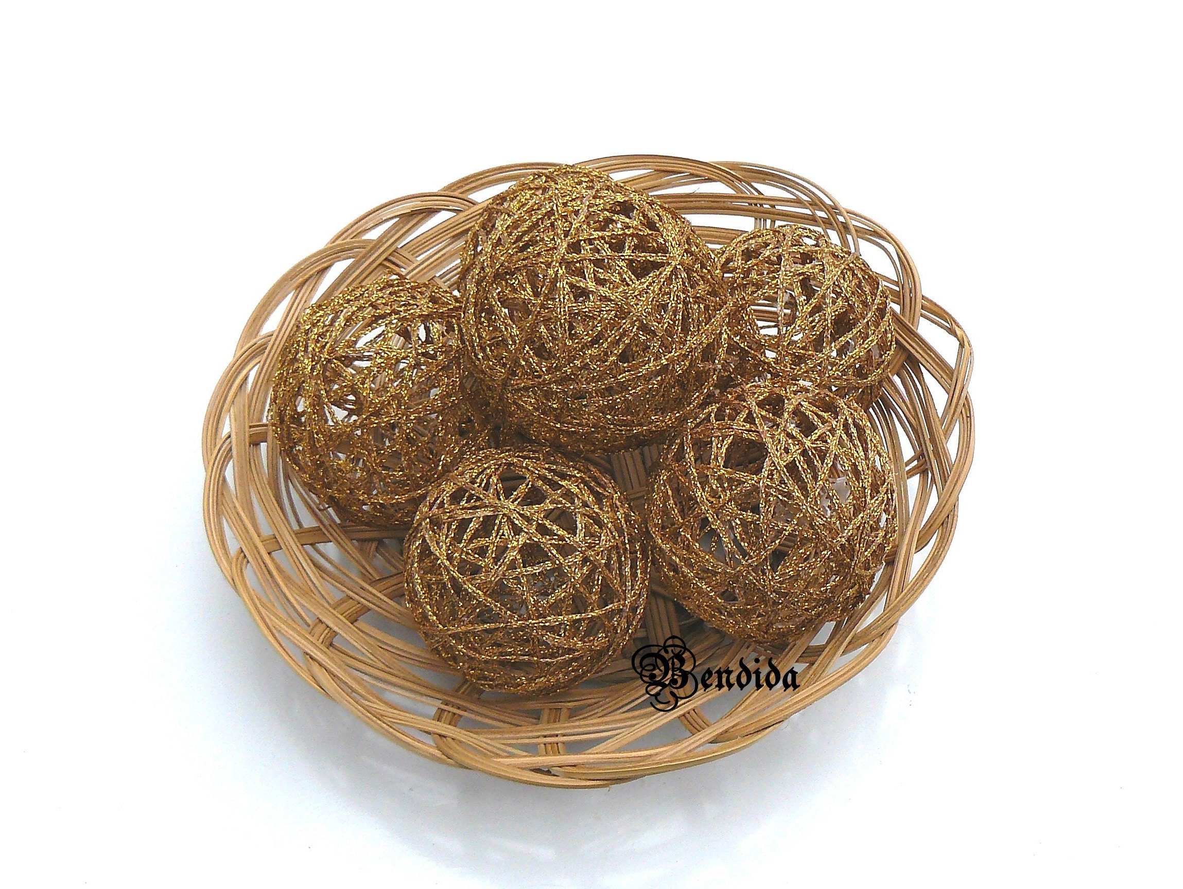 3 Gold Decorative Balls for Bowl Basket or Vase Fillers Etsy