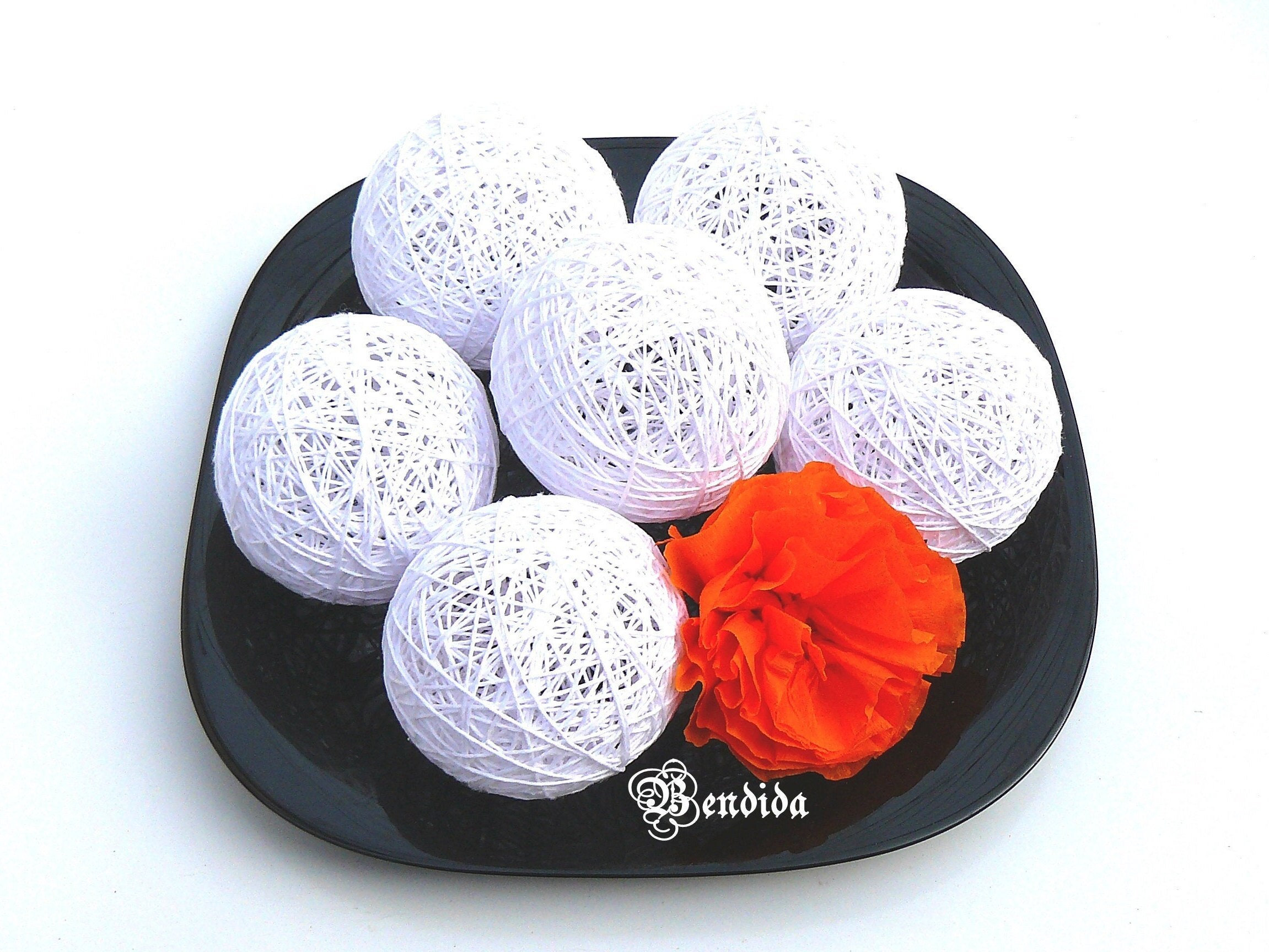 3 White Decorative Balls for Bowls Winter Wedding Table Etsy