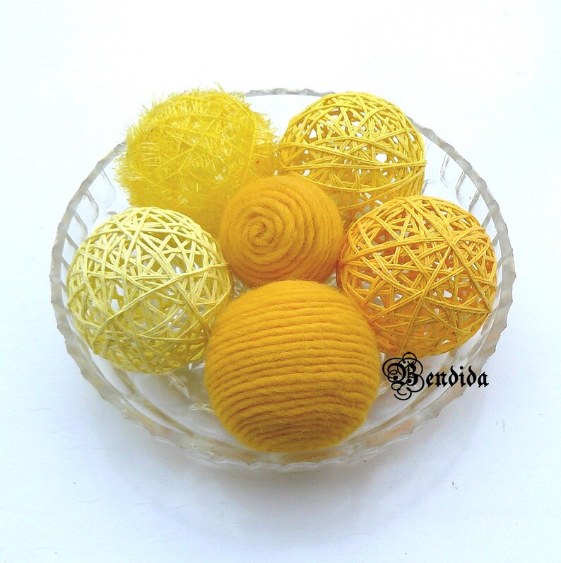 Yellow Decorative Balls for Bowl Vase Fillers Orbs Wrapped Etsy