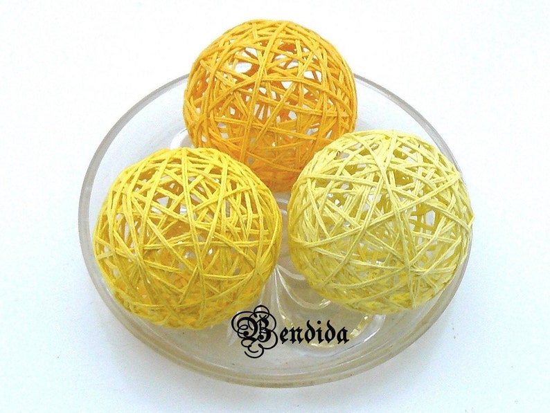 Yellow Decorative Balls for Bowl Vase Fillers Orbs Wrapped Etsy