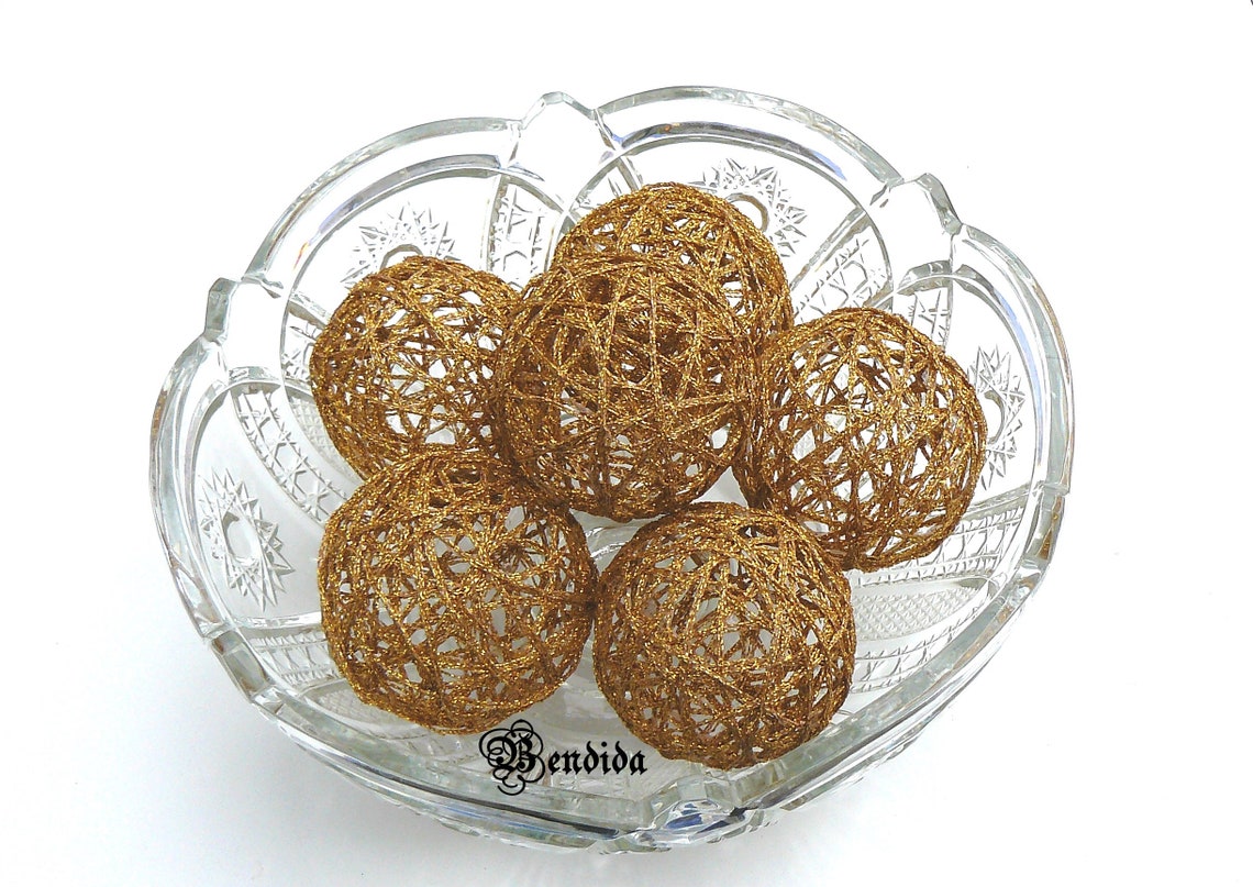 3 Gold Decorative Balls for Bowl Basket Vase Fillers Etsy
