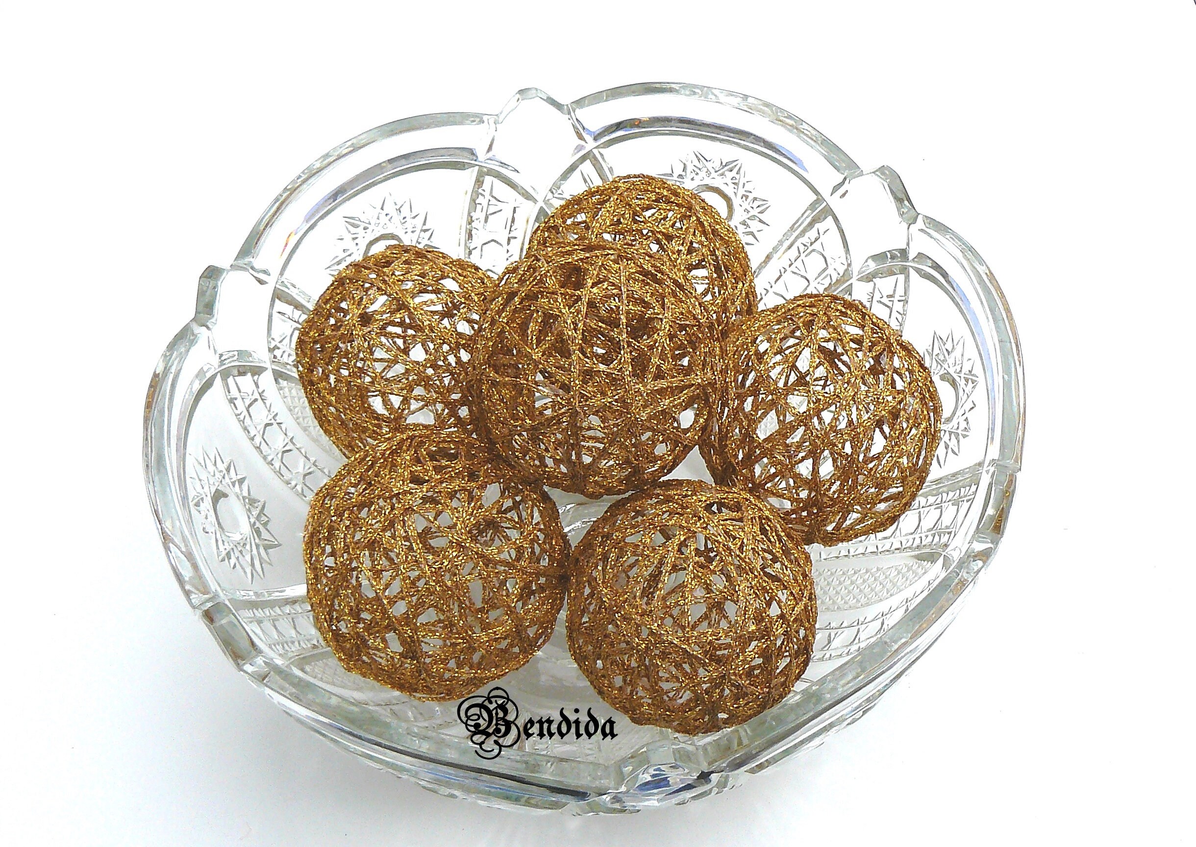 3 Gold Decorative Balls for Bowl Basket Vase Fillers Etsy