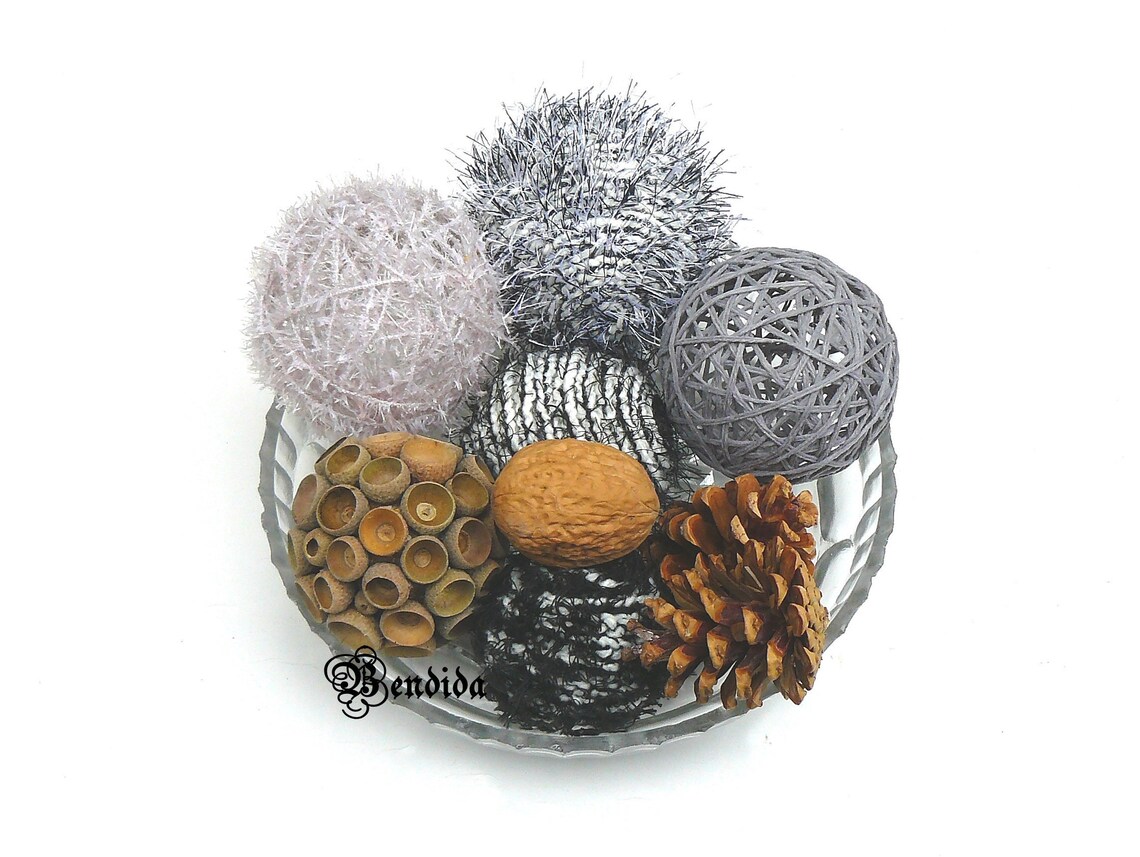 Gray Decorative Balls for Bowls Farmhouse Table Centerpiece Etsy